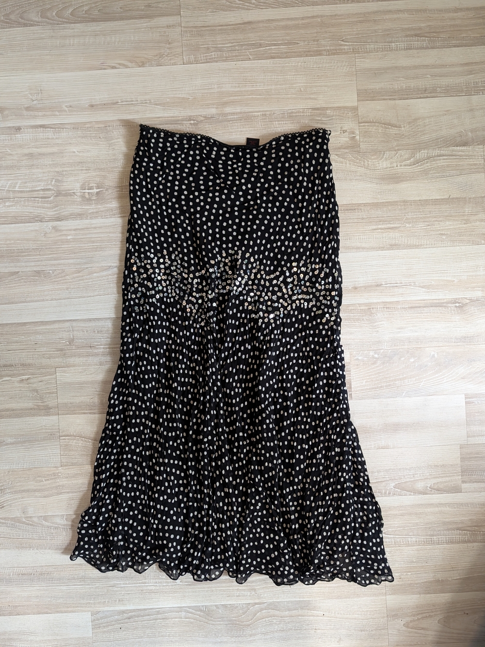 Rouge Sequin Embroidered Polka Dot Maxi Skirt